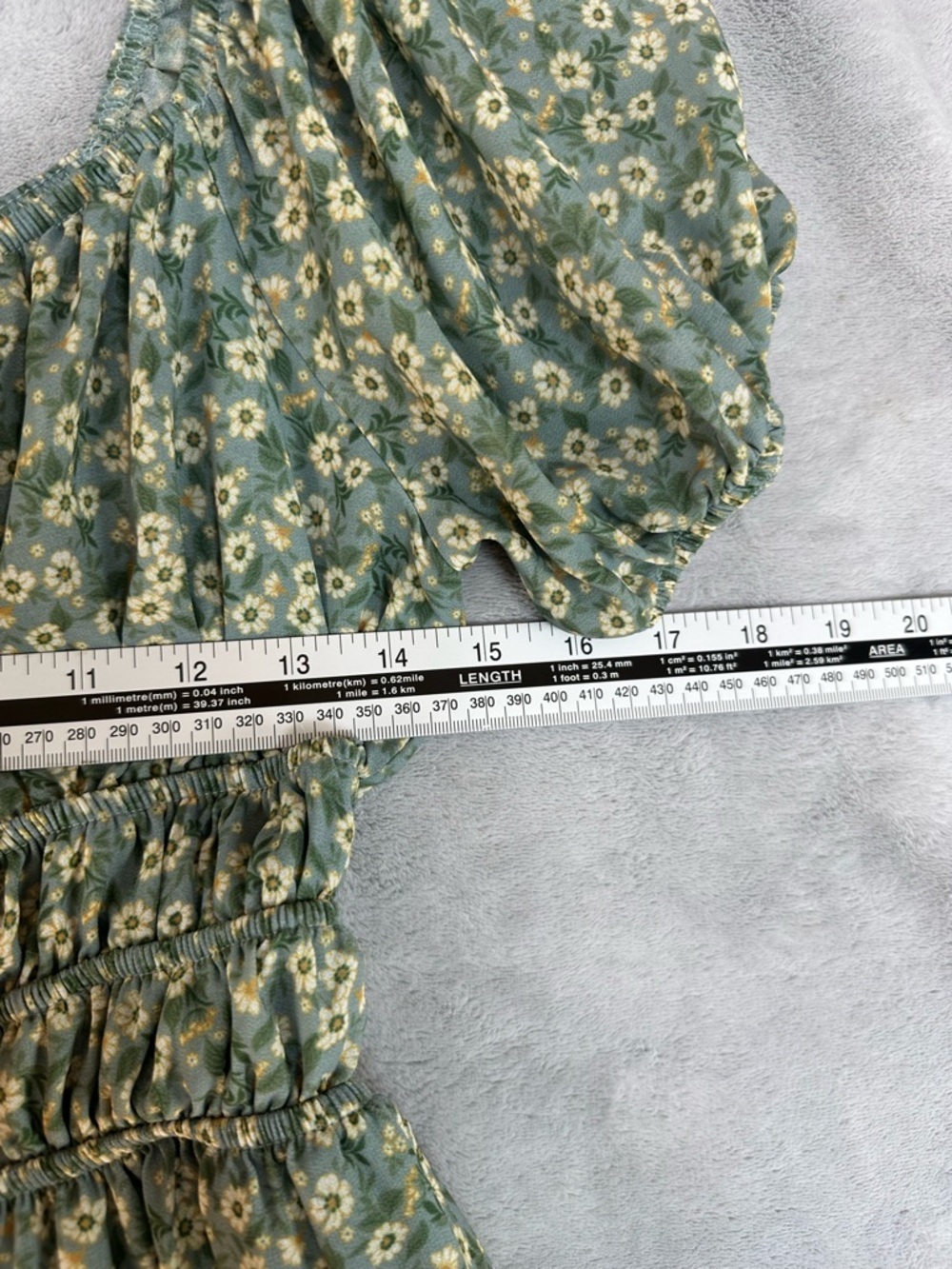 Altar’d State Women's Floral Dress L Sage Green Puff Sleeve Smocked Cottagecore - Picture 11 of 12